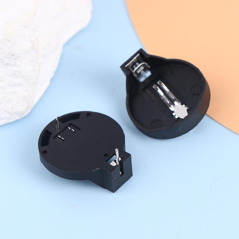 20Pcs Cr2032 Battery Holder Coin Cell Holder Box Case Socket Cr2032 With 2 Pins 3V Black Mounting Lead Need Solder