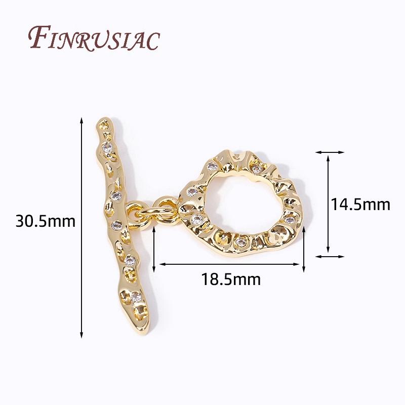 7 Styles Fashion End Beads Toggle Clasps 14k Gold Plated Metal Zircon Round/Heart OT Clasp Lock For DIY Jewelry Making Supplies