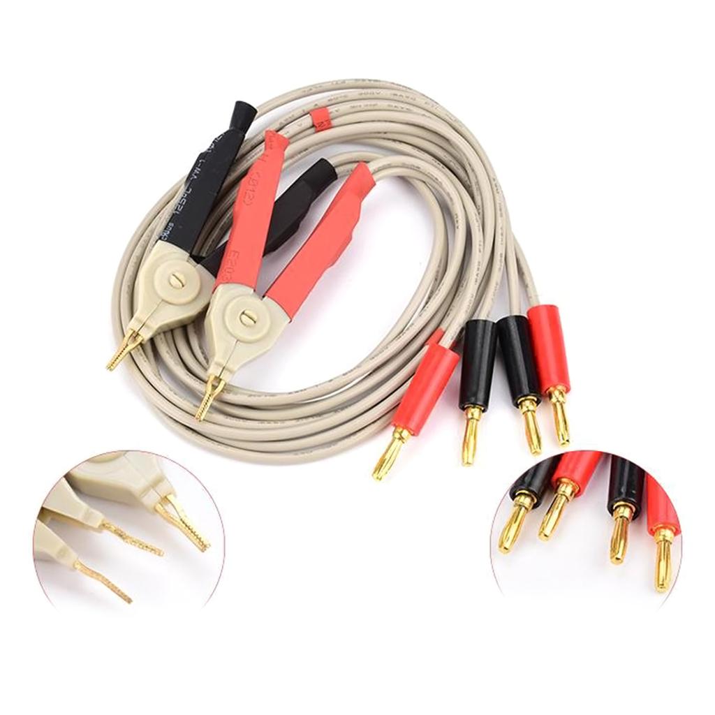 4 Wire Probe Silicone Banana Connector Multimeter Test Wire Lead Clip Cable for LCR Meter-Terminal Low Resistance 1 Pair