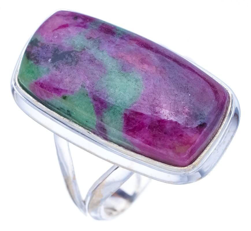 

StarGems® Natural Ruby Zoisite Handmade 925 Sterling Silver Ring 8.25 F1612