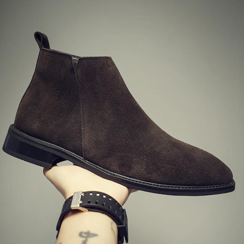 Winter new Martin boots men's high-top shoes medium-top short boots outdoor men's boots heightening medium tube Chelsea boots men's