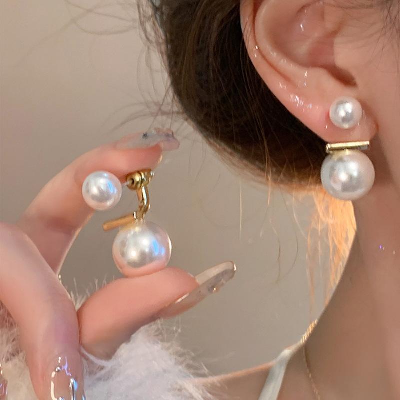 Annual explosion Pearl butterfly earrings women's high-end sense niche 925 silver needle earrings ear jewelry wholesale