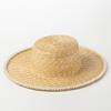 New Fashion Pearl Chain Brim Straw Flat Top Straw Hat Spring and Summer Outdoor Travel Sun Protection Shade Beach Straw Hat