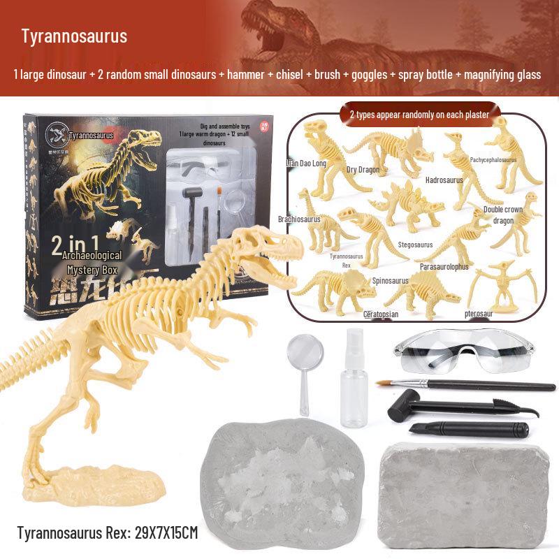 Children s DIY Dinosaur Fossil Excavation Kit: Tyrannosaurus & Triceratops Skeleton Models