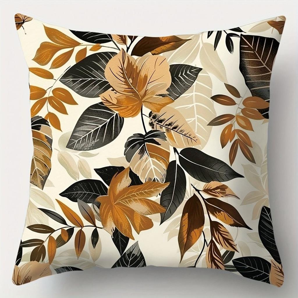 Floral Leaf Patterned Pillow Covers for Home ,Sofa Bedroom Cushion Cover, Single-sided Printing, Without Pillow Core