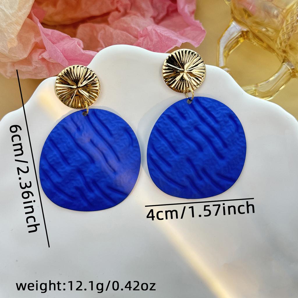 Fashionable Colorful Geometric Irregular Oval Earrings