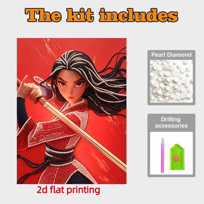 Disney DIY Pearl Art Painting Mulan Heroic Home Wall Decoration Pearl Gemstone Painting Pictures Crafts Home Decoration