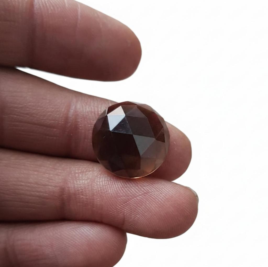 Smoky Quartz Rose Cut Cabochons, Round Brown Smoky Quartz Gemstones, Faceted Cabochon Lot, Jewelry Making Supplies