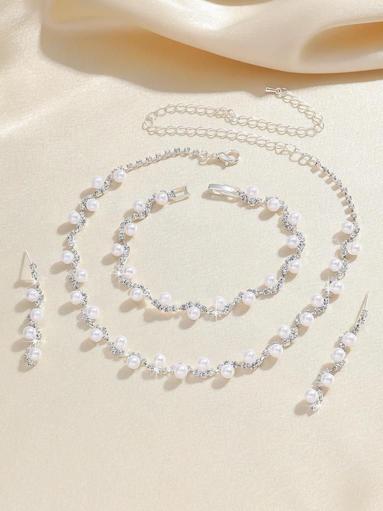 Elegant Rhinestone Zirconia Necklace & Jewelry Set for Bridal & Evening Wear