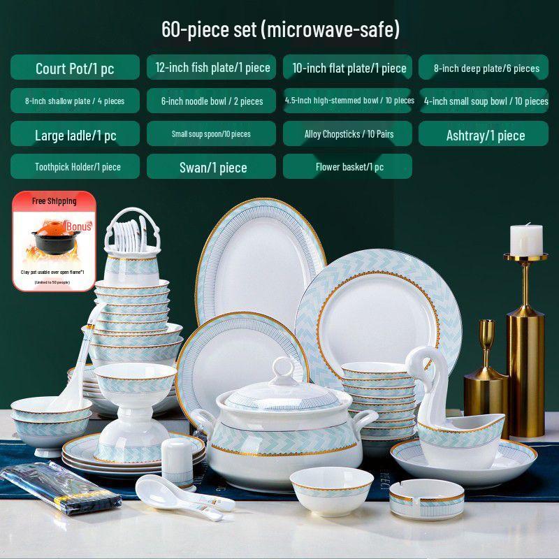 Luxury European Bone China Dinnerware Set:
