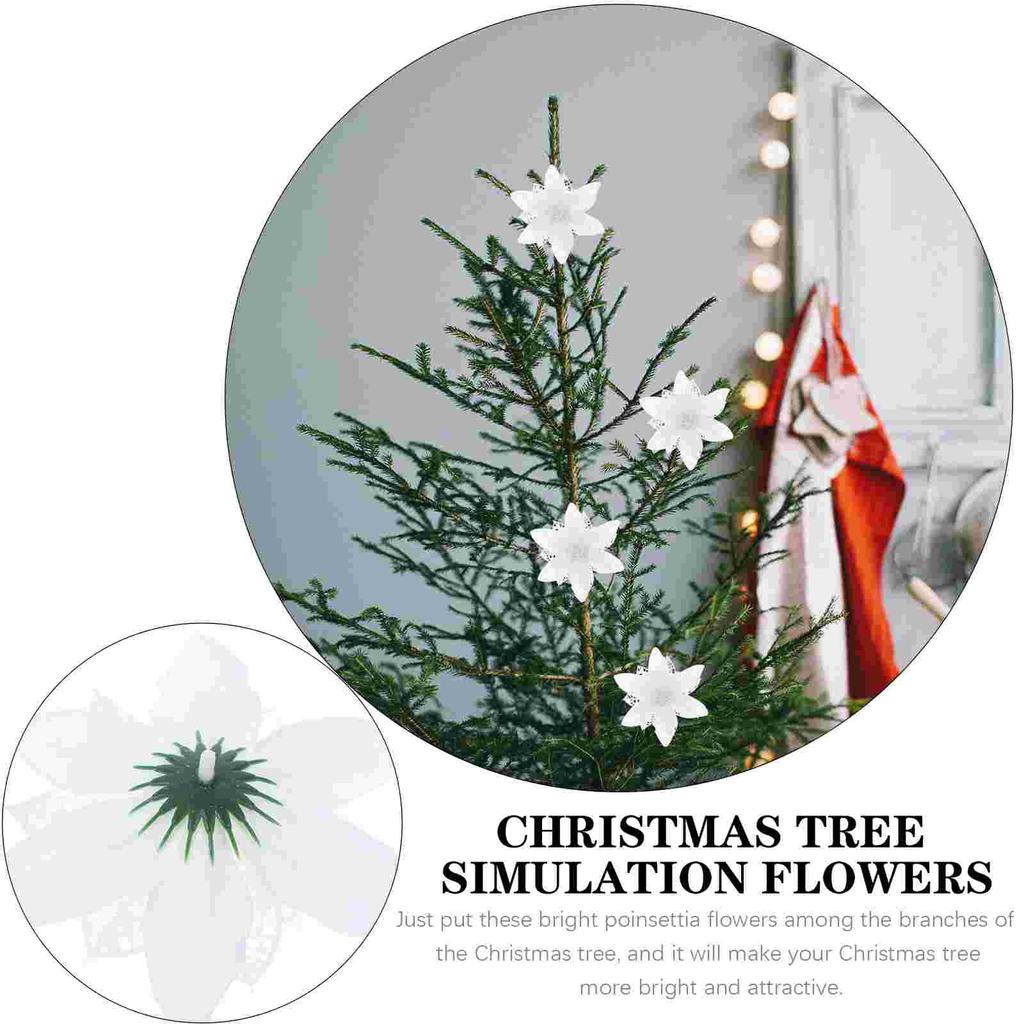 12 Pcs Christmas Flower Tree Decoration Hollow Simulated Flowers Home Hanging Onion Pink (colorful White) 12pcs Artificial