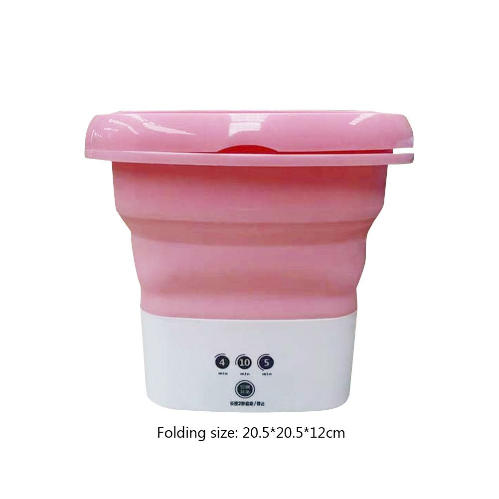 Mini Folding Washing Machine for Socks Underwear Bucket Cleaning (Pink US)