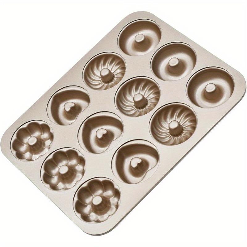 Donut Baking Pan 12 Cavity Carbon Steel Donut Pan Baking Mold Non-stick Cake Pan Essential Kitchen Tool for Home Bakers