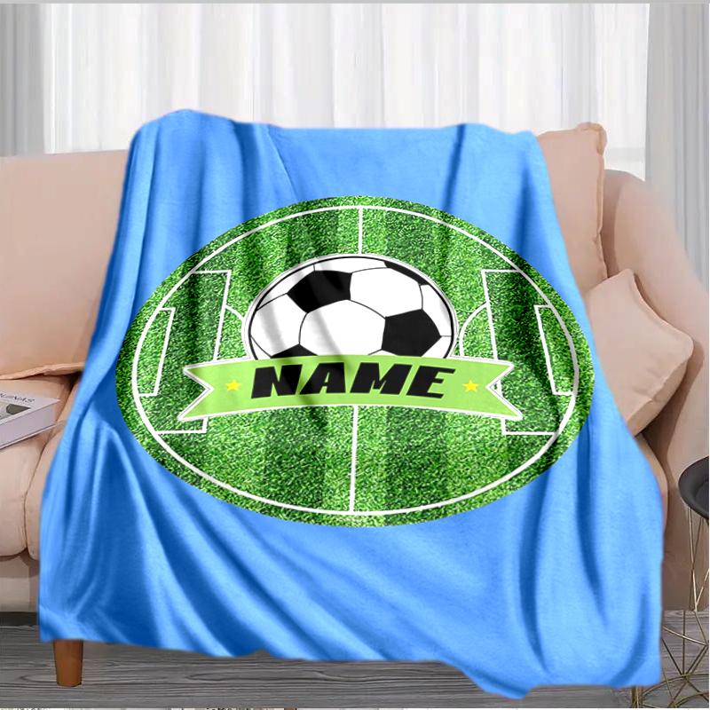 1PC Custom Name Soccer Field Ball Name blanket versatile,all-season throw suitable for the living room,bedroom,camping,travel,and gift