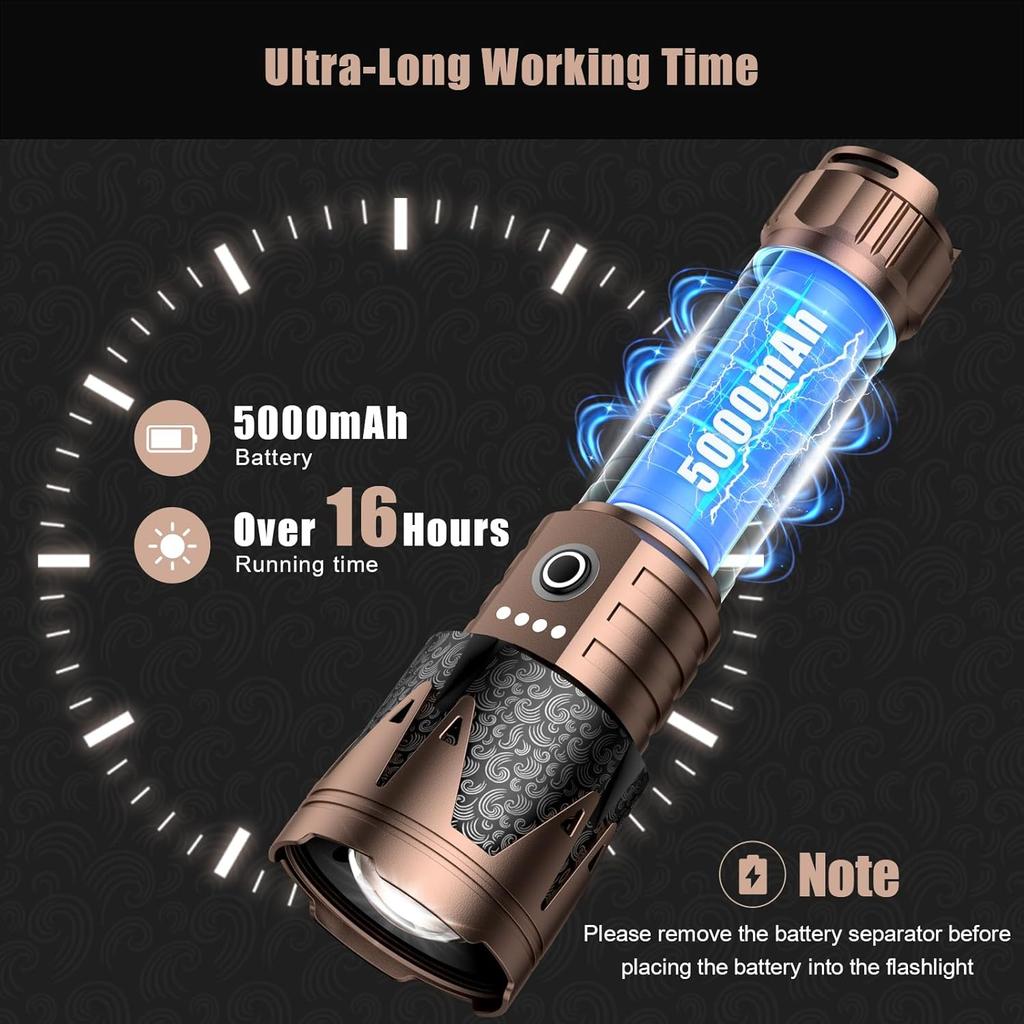 Super Bright Zoomable LED Flashlight SKYFIRE Rechargeable Powerful with Ignition Lens Zoomable Torchlight for Camping Hiking