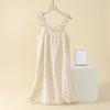 Crepe cotton seersucker women's summer suspender nightdress long dress sexy loungewear printed Korean version cute