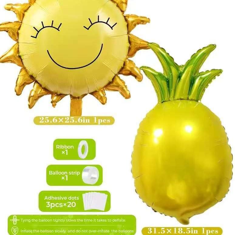 Hawaiian Balloon Set Wreath Summer Pool Party Pineapple Balloon Hawaiian Party Outdoor Decoration