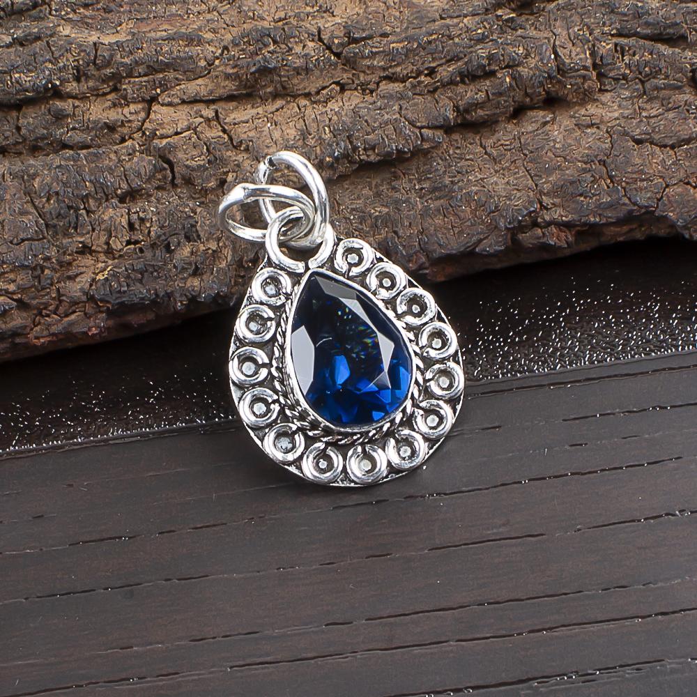 London Blue Topaz Pendant Jewelry, 925 Solid Sterling Silver Gemstone Dazzling Jewelry, Handmade Spiritual Pendant Gift For Wife