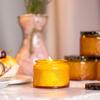4oz Romantic Embossed Glass Candle Holder Jar Lid Handmade Empty Glass Container Home Office Christmas Decoration Printed