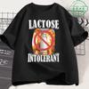 T-shirt Chat Drôle Intolérant au Lactose Unisexe Femme Mode Rétro Manches Courtes Coton Décontracté Confortable Oversize