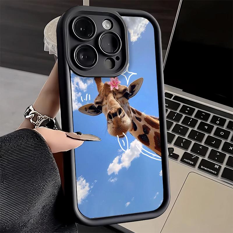 Phone Case for iPhone 17 Air 16E 15 16 Pro Max Giraffe Animal Pattern Cover 14 Plus 13 12 Mini Soft Shell Silicone Fundas