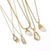 Yingtai Stainless Steel Women's Necklace with Imitation Pearl and 18k Gold Vacuum Plating