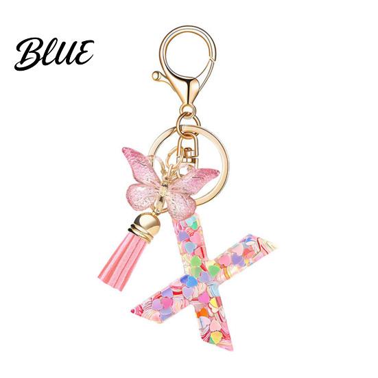 Gift Keychain Pendant Pink Series Pendant Sequins Heart Initial Letter Charm Key Chain