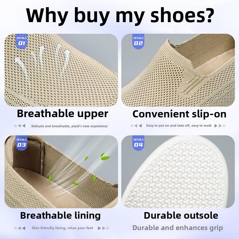 Men's Spring New Knitted Breathable Single Shoes, Dad's Shoes, Men's Casual Shoes, Comfortable Men's Shoes Sneakers