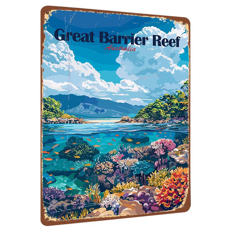 

Great Barrier Reef Underwater World Metal Wall Art Australia Landscape Home Decor Painting 20x30cm（7.8x11.8inch）