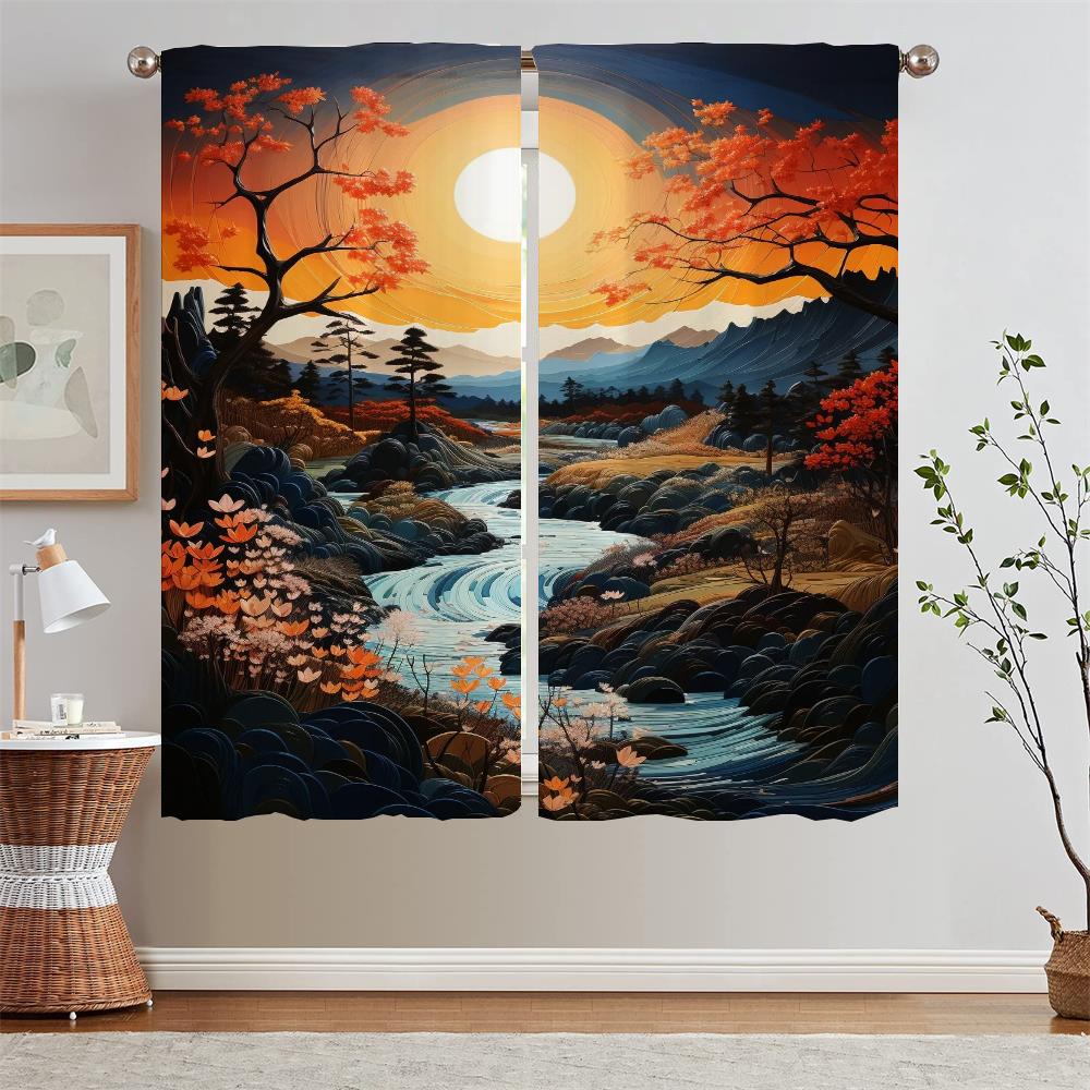 

Christmas Curtains Salon 2 Pieces Flowers and Trees Ready Curtains Cheap Things With Free Shipping for Home Blinds Curtain Curls W50xH70cmx2pcs-CL