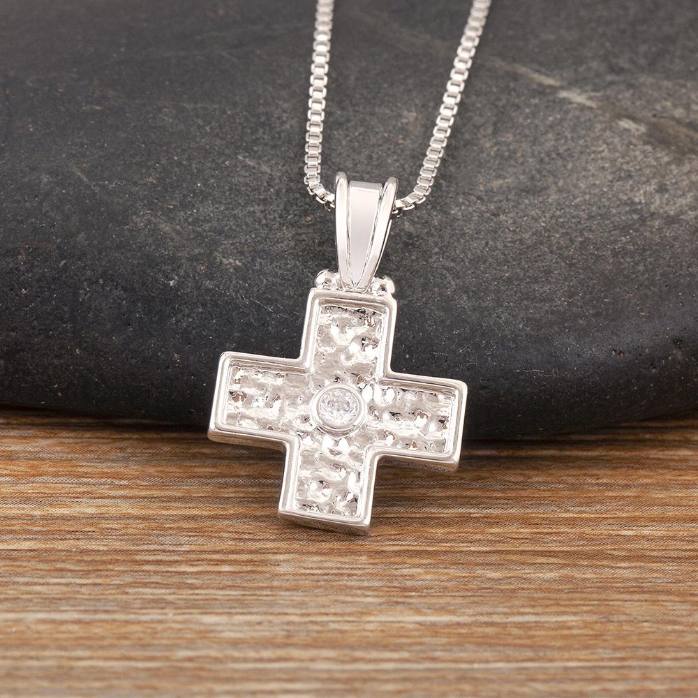 

Nidin Fashion Female Cross Pendant High Quality Creative Trend Crystal Zircon Jewelry Necklace For Women Wholesale Accessories срібний