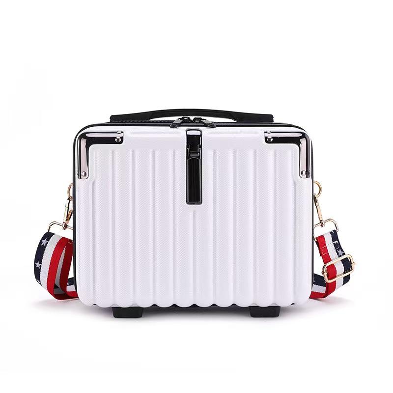 Neuer tragbarer Hartschalen-3D-Make-up-Koffer mit Schultergurt - Handheld Crossbody Reiseaufbewahrungstasche, Schüler kleiner Koffer