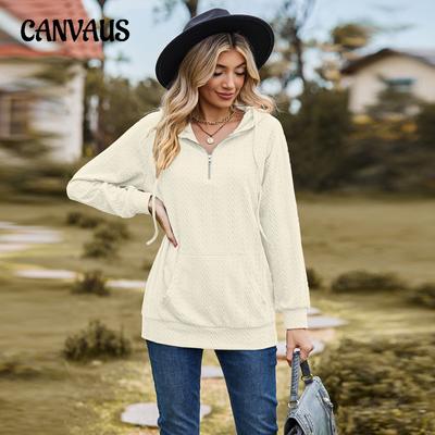 İlkbahar ve Sonbahar Kadın Sweatshirt Bluz Düz Renk Kapşonlu Fermuarlı Bol Uzun Kollu Sweatshirt Üst