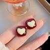 Fashion Temperament Sweet Flower Stud Earrings Women's Red Bow Flower Earrings Versatile Exquisite Daily Atmosphere Earrings