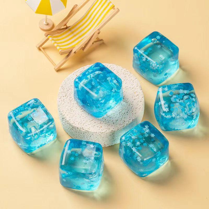 1Pc Blue Snowflake Ice Cube Squishy Toy, Maltose Slow Rebound Water Cube Stress Relief Fidget