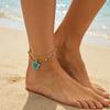 Gold Flower Pendant Anklet Adjustable Beach Jewelry Simple Oil-Dripped Foot Chain  Women