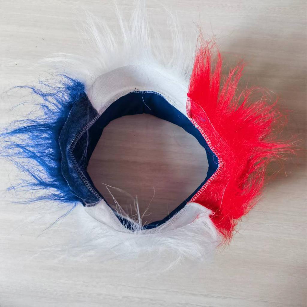 All -American Red And Blue Patriotic Hairy Headband Independence Day Wig Headband Independence Day Celebrations Standard Size