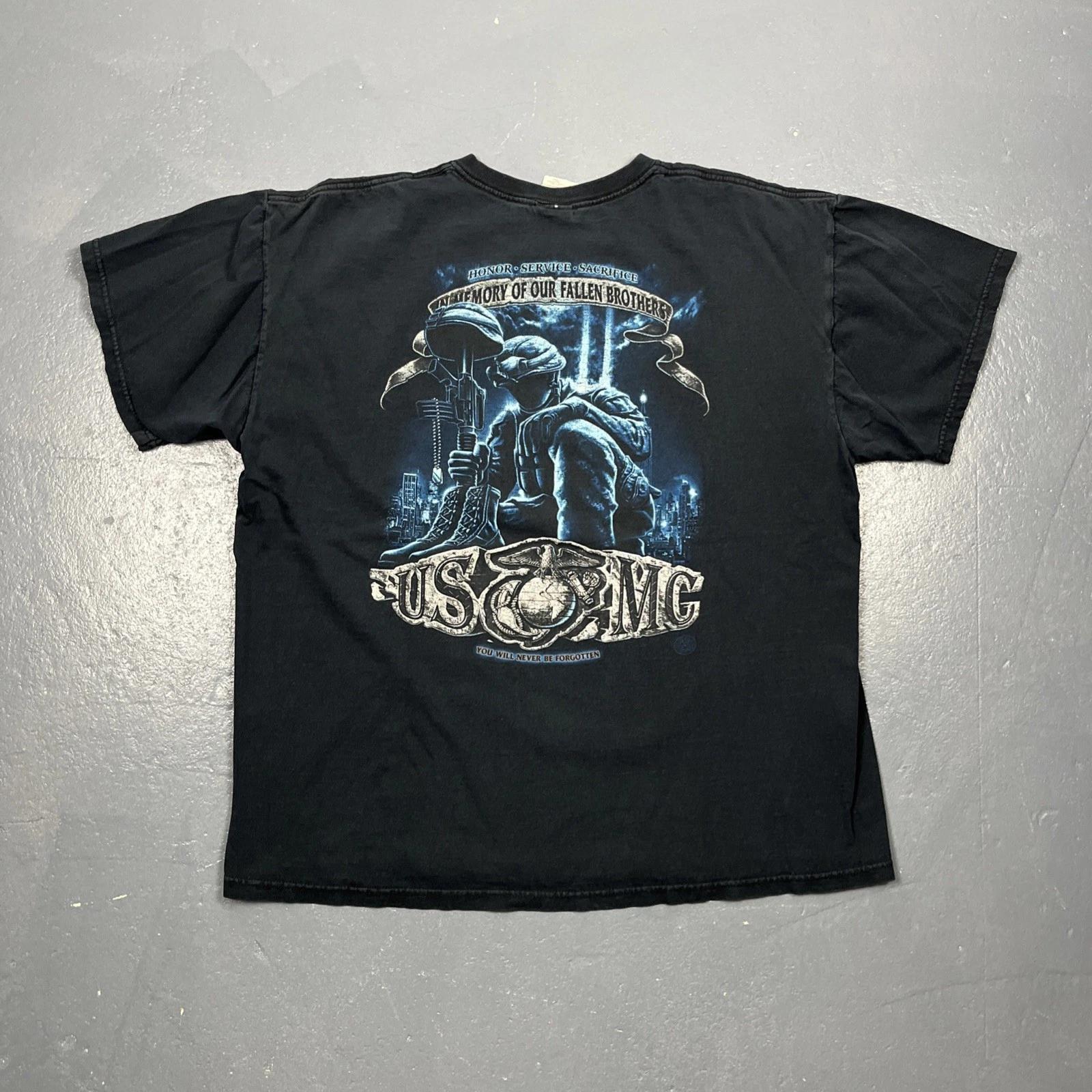 

Y2K US Marine Corps In Memory Of Our Fallen Brothers Tshirt XL Black Dbl Sided XL