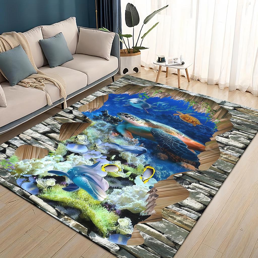 27 Style 3D Illusion Pattern Hallucination Underwater Dino Carpet Rug for Living Room Bedroom Home Sofa,kids Non-slip Floor Mat