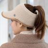 New Women Casual Winter Hat Letter EmptyTop Visor Cap Female Knitted Hat
