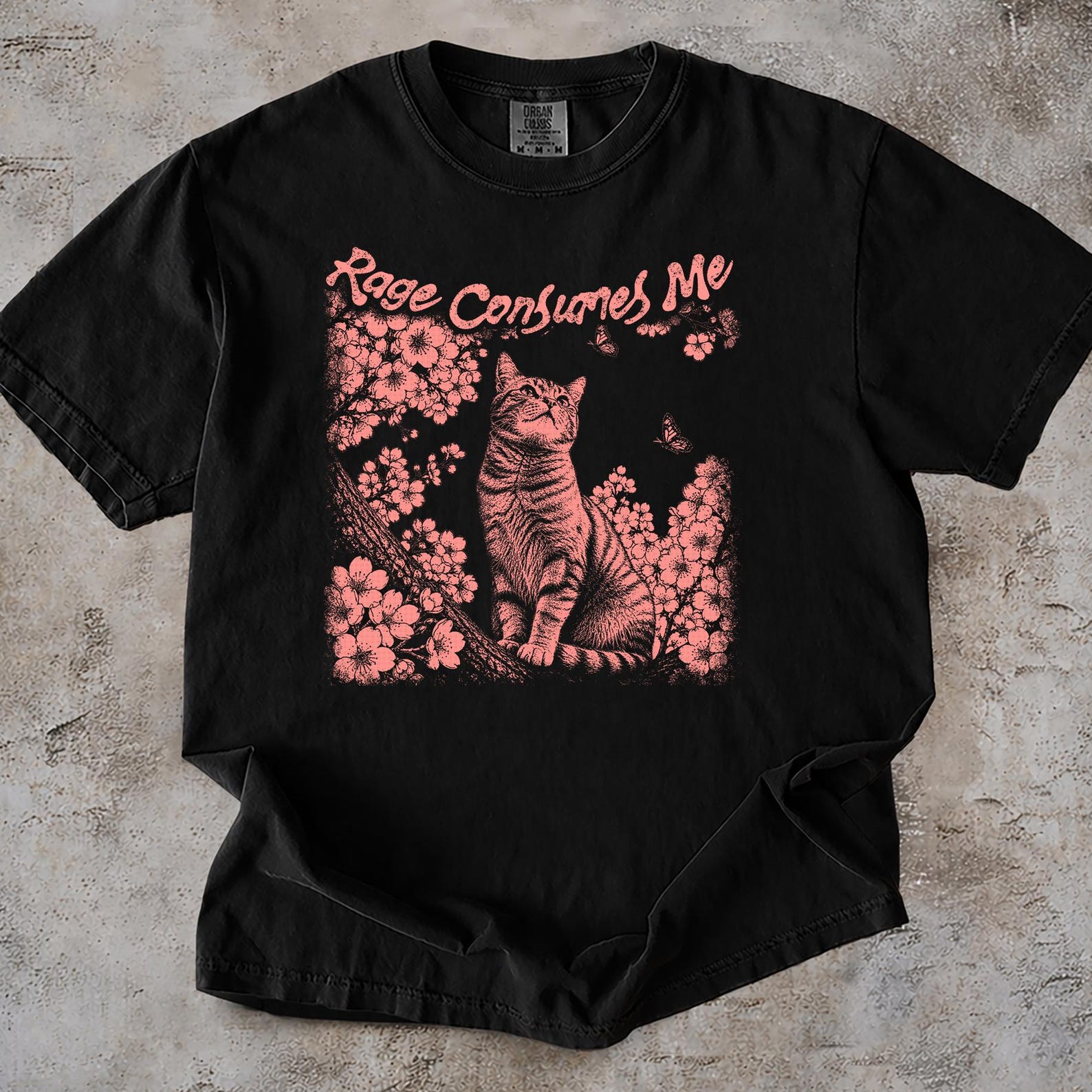 Rage Consumes Me Shirt, Funny Cat Meme Tee, Sarcastic Kitten Graphic, Cottagecore Floral Cat Shirt, Comfort Colors Cat Lover Gift Tee XL