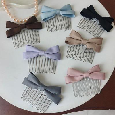 Korean Style Sweet Bow Bangs Clip Hair Comb – Elegant Fabric Hair Accessory for Women