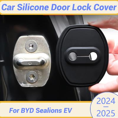 For BYD Sealions EV 2024 2025 Silicone Car Door Lock Buckle Protection Cover Elastic Anti-Collision Shock Absorbing Pad