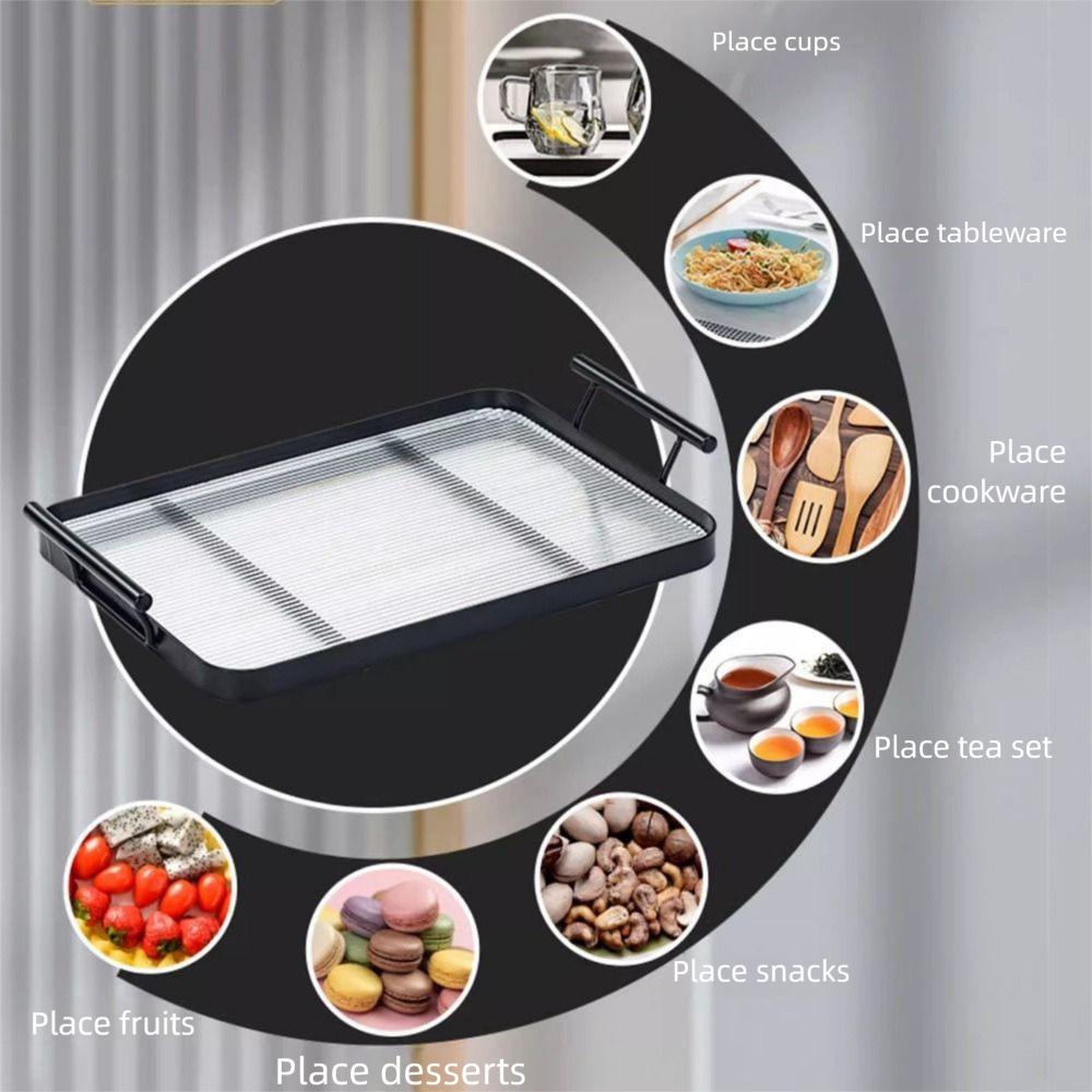 Leak-proof Acrylic Serving Tray Rectangle Kitchen Countertop Organizer  Desktop