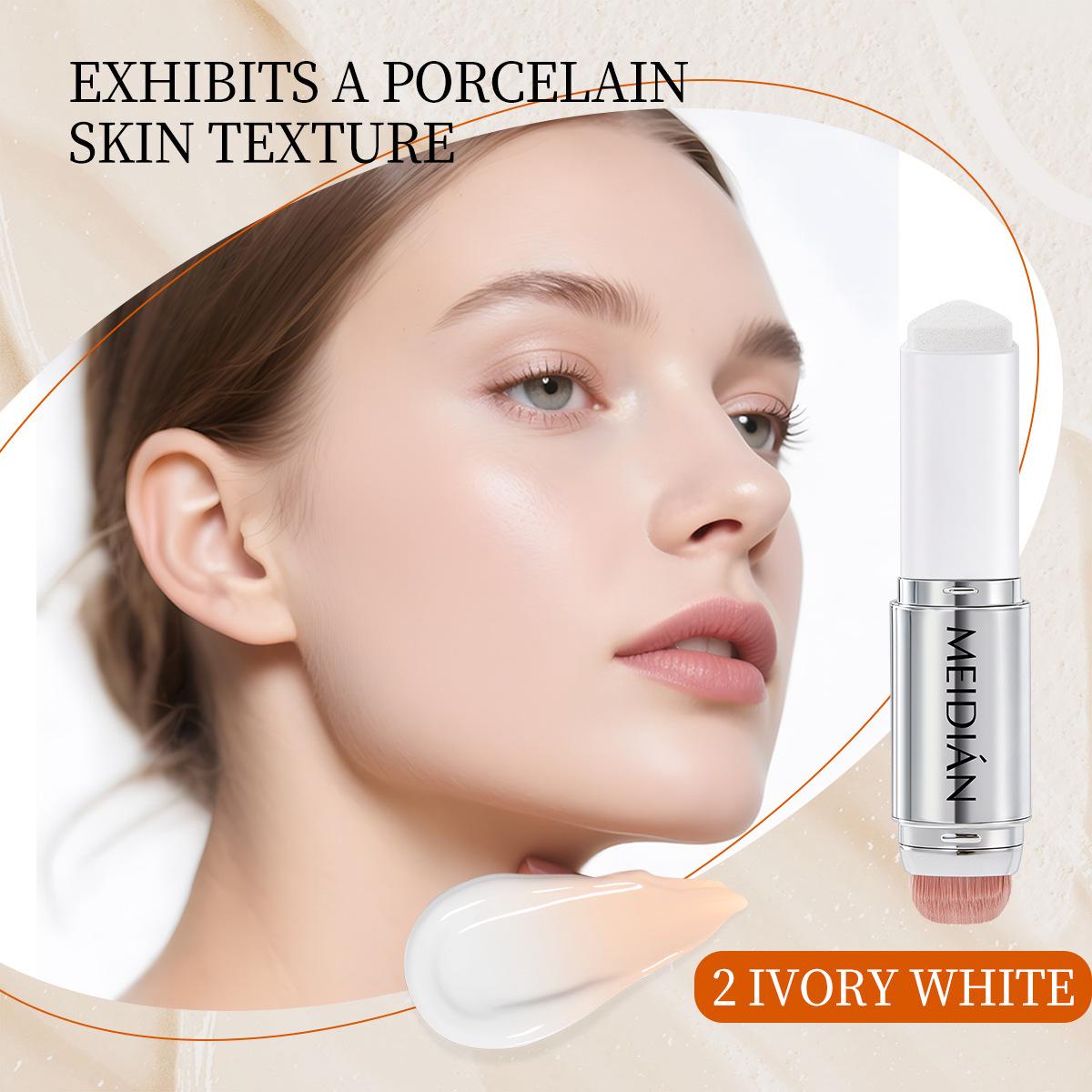 

Meidian Color-Changing Hydrating Foundation Stick with Brush - Lightweight, Close-Fitting, Anti-Caking Concealer Cream 15g