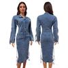 European and American Women's High Waist Unique Denim Maxi Dress