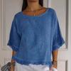 Women's Fashionable Loose Casual Round Neck Solid Color Shirt Top Solid Color Shirt Top