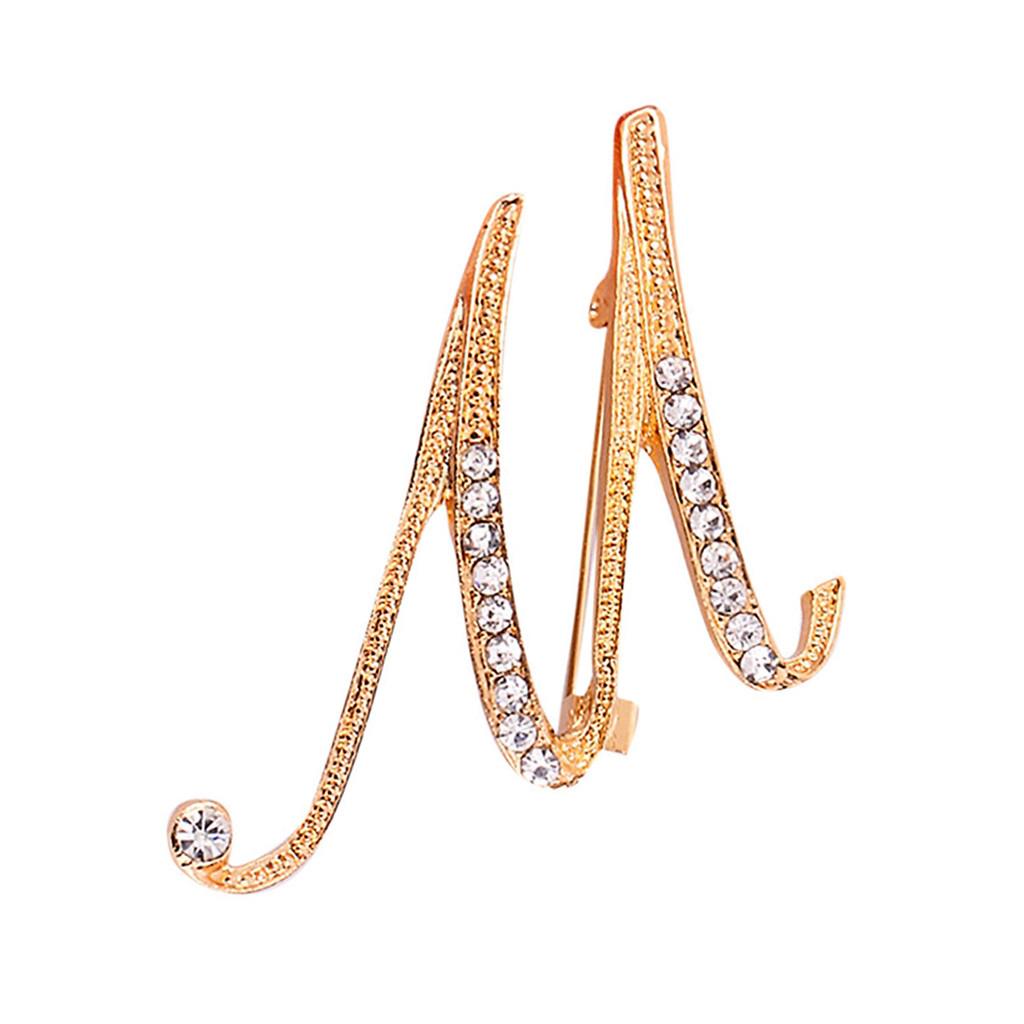 1PC Crystal 26 English Letters Brooch Pin  Couple  Memorial Jewelry Love Gifts AVE