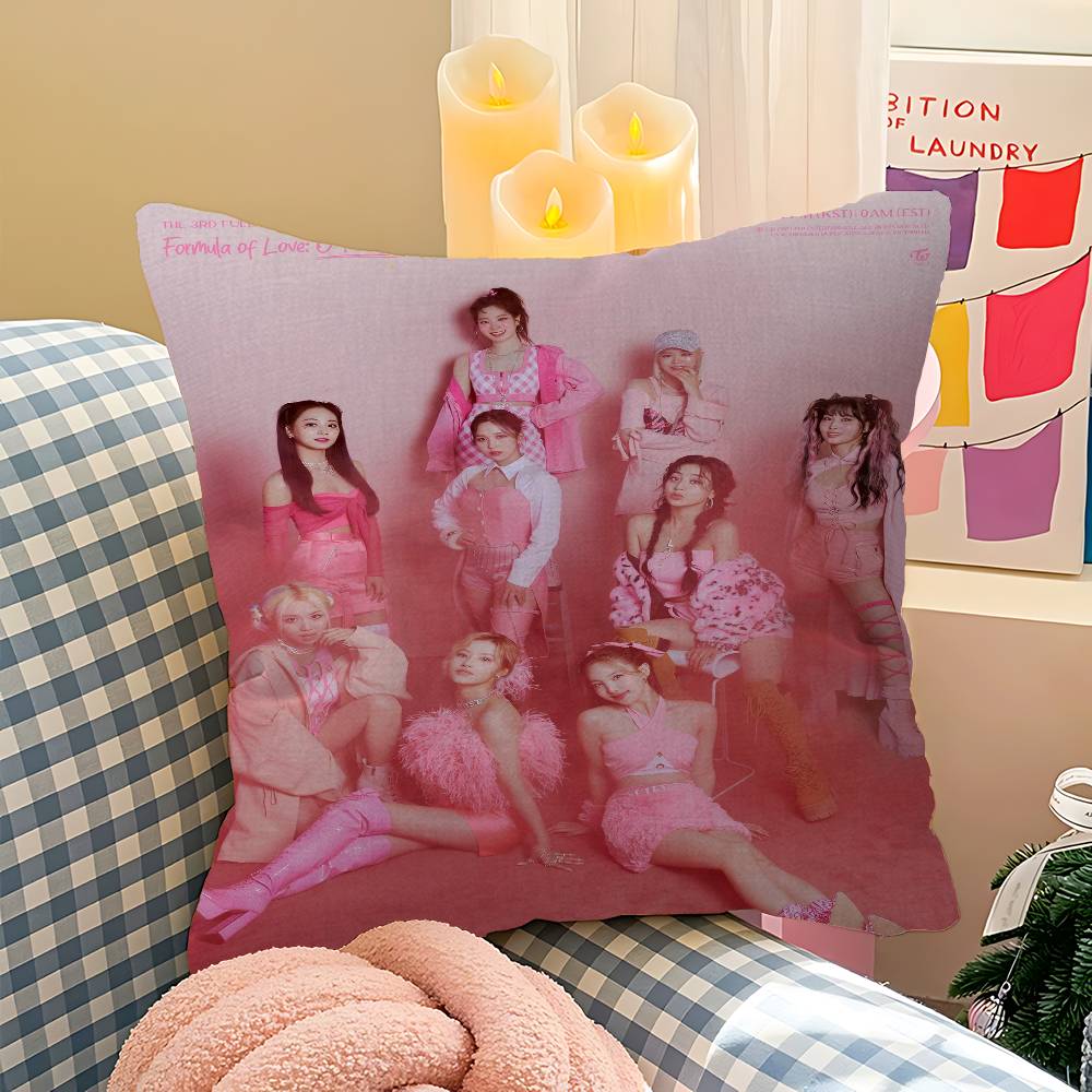 Kpop T-Twice Kudde Gåva Hemmakontor Dekoration Sovrum Soffa Bil Kuddfodral Fodral 45x45