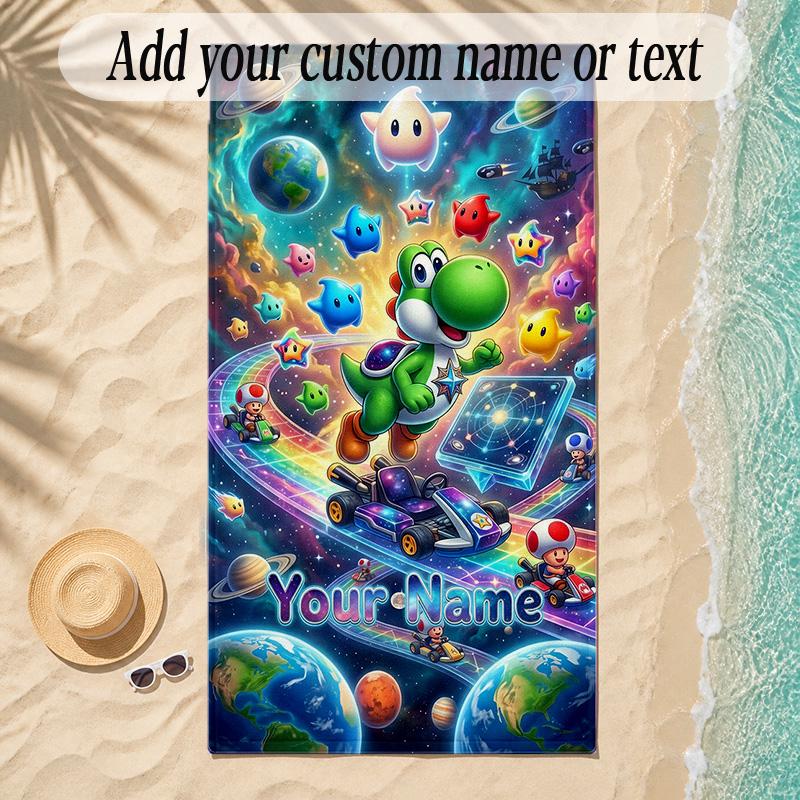 Beach TowelSuper Mario Custom Name Text Personalized Soft Towel for Beach Pool Indoor Home Decor Gift
